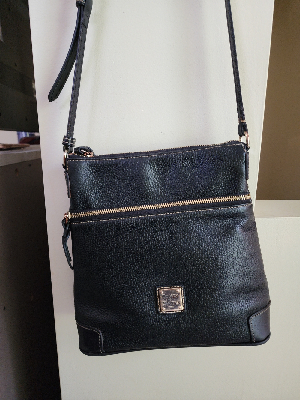 Dooney Black Pebbled Leather Crossbody Bag